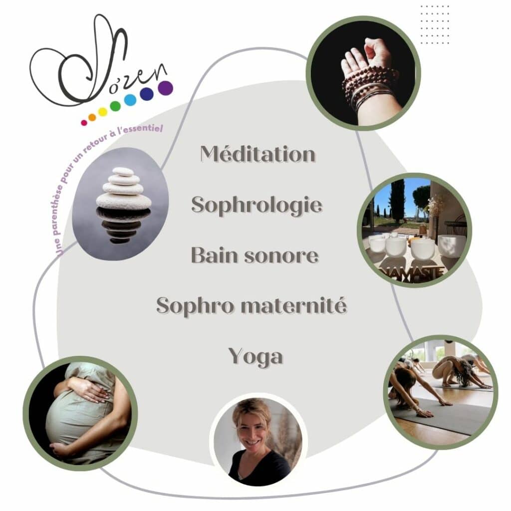 cabinet séance sophrologie, yoga, méditation, bain sonore, maternité